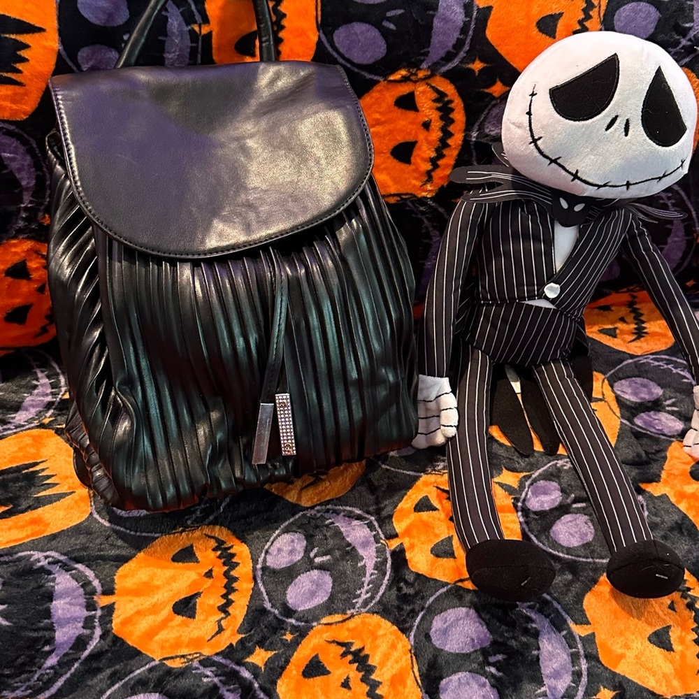 Black, vegan leather backpack